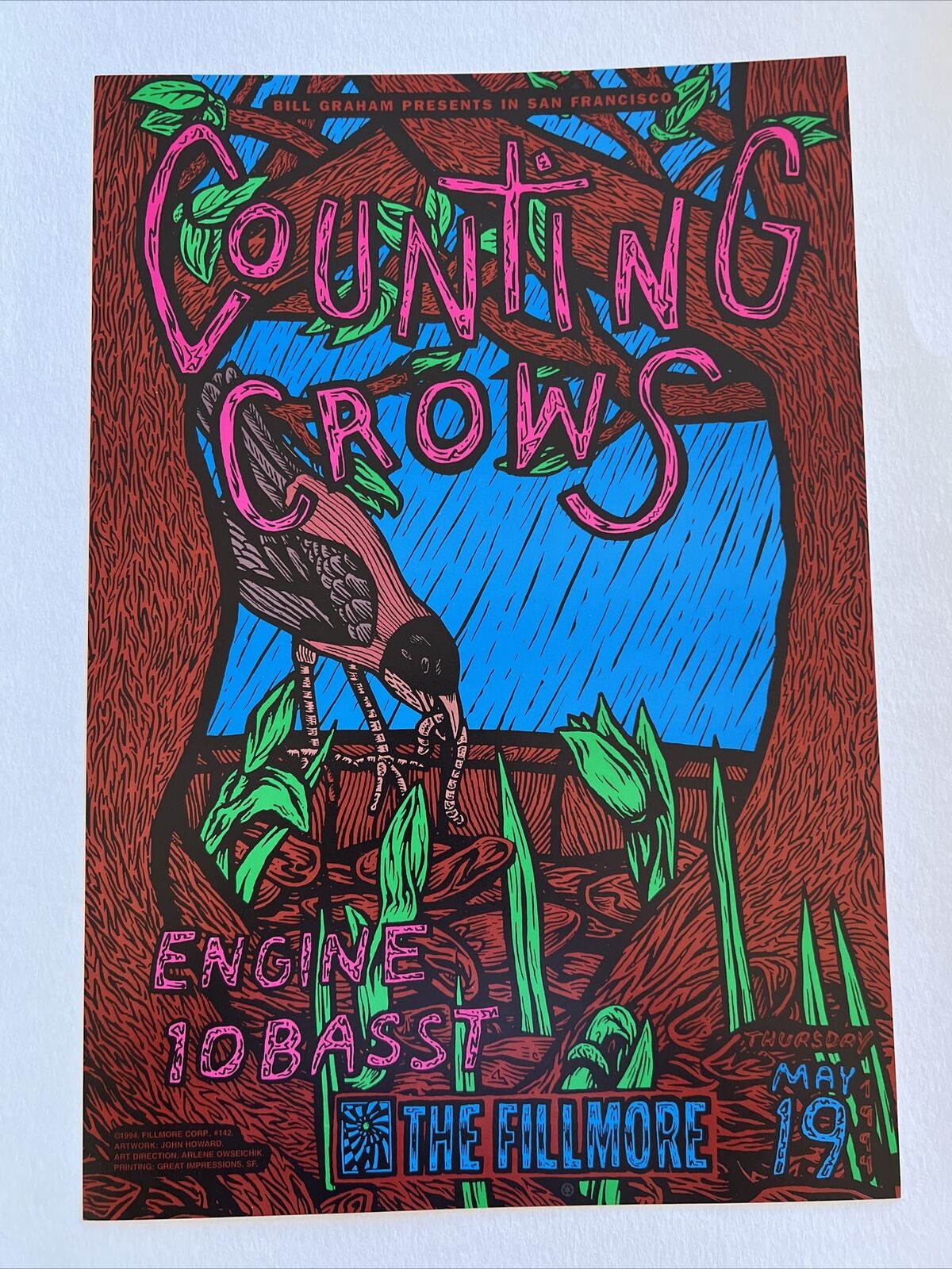Counting Crows Original Concert Poster Fillmore May 19 1994 Set Part 1 Of 4