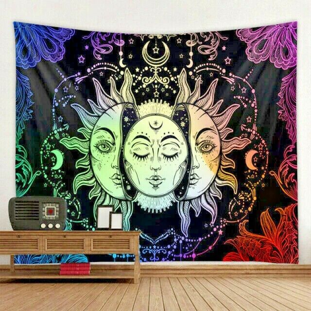 Wall Hanging Tapestry Psychedelic Face Mandala Decor Tapestries Wall Art 90x60cm