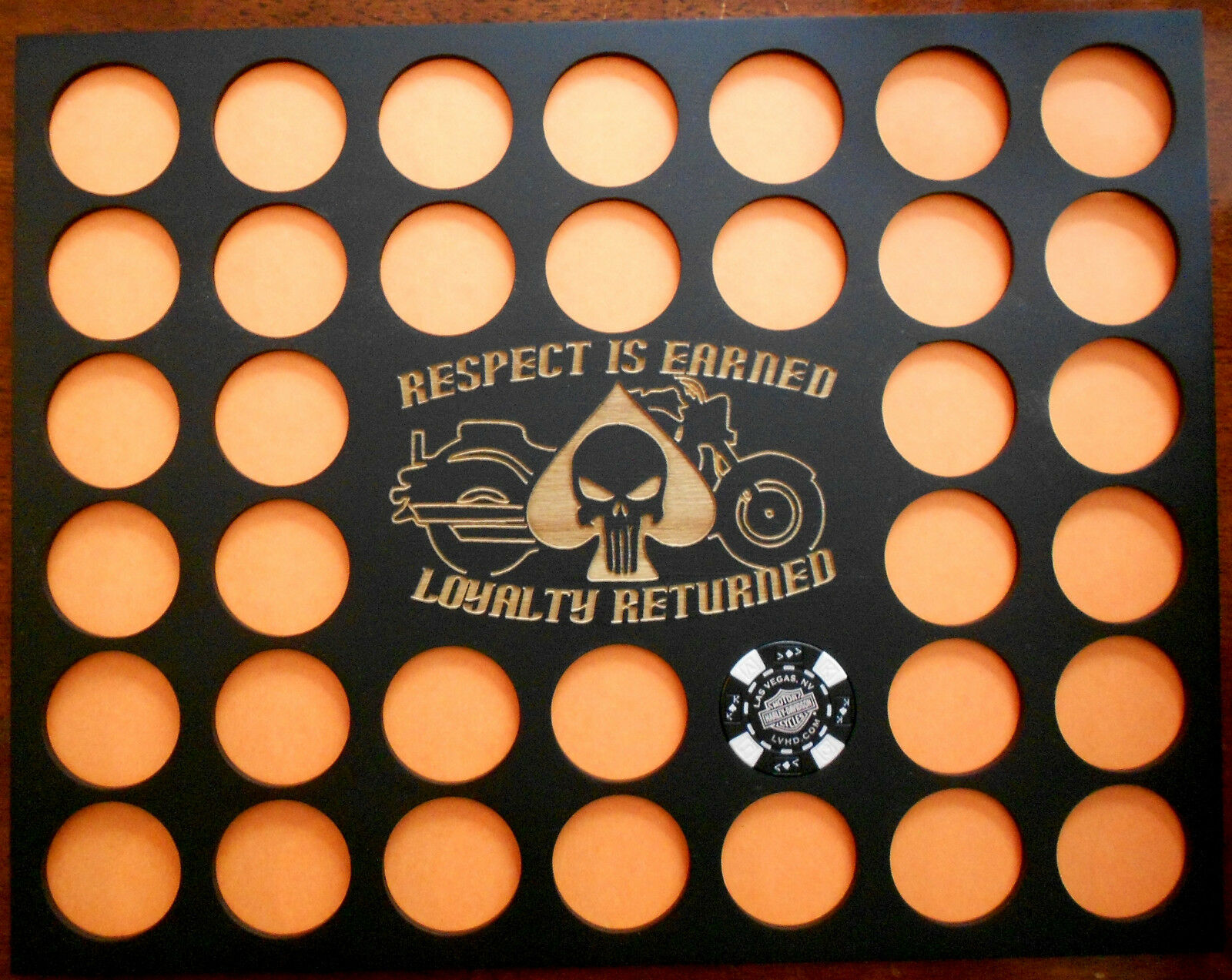 36 Poker Chip Display Frame Insert For Harley Davidson/casino Punisher/respect