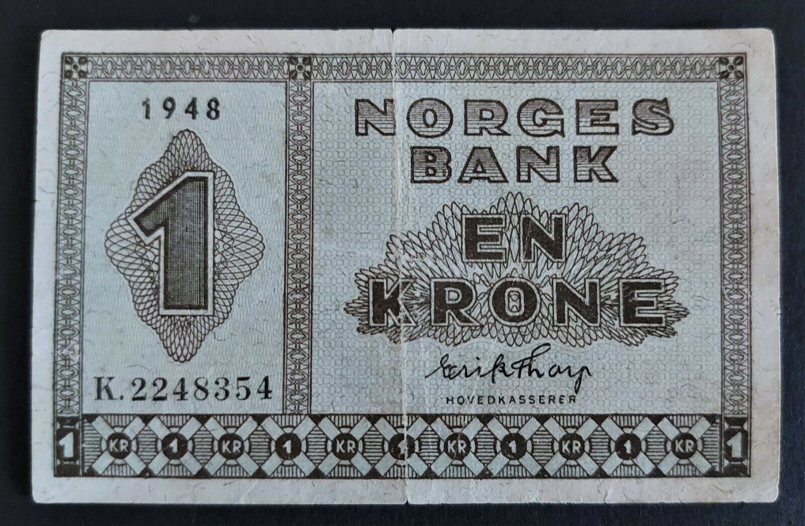 Norway 1 Krone 1948 / Vf Banknote!