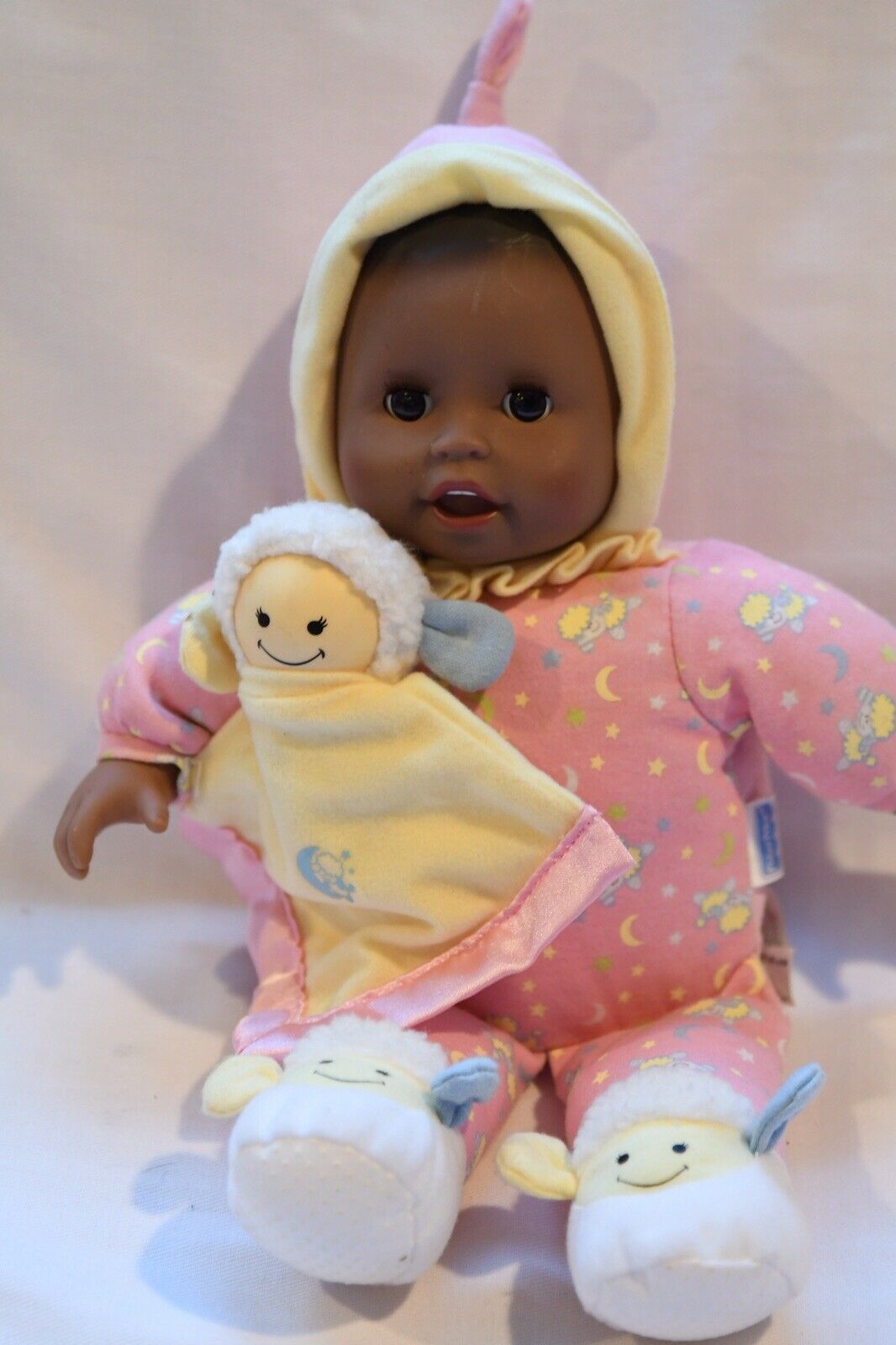 Vintage 2008 Fisher Price Bedtime Baby Doll Black African American Doll Lamb