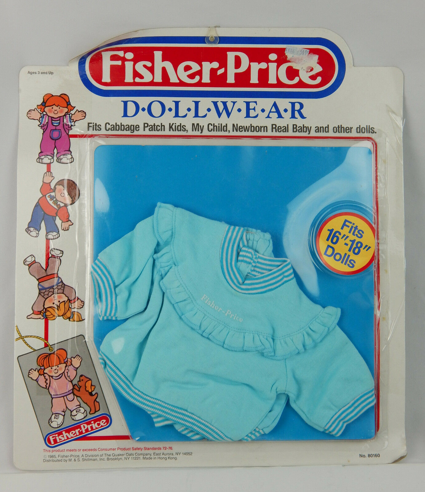 Vintage 1985 Fisher Price Dollwear Doll Clothing Fits 16"-18"  Baby Blue