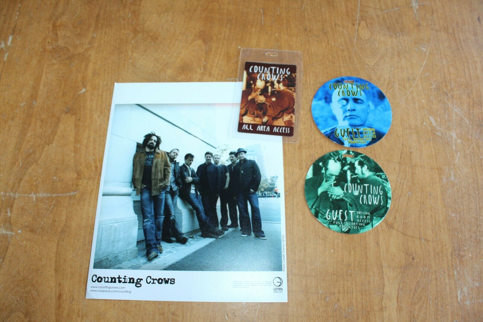 Counting Crows - Promo Publicity Photo + 3 Laminated Backstage Passes