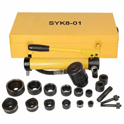 10 Ton 6 Die Hydraulic Knockout Punch Driver Kit Hole Hand Tool Conduit 1/2 To 2