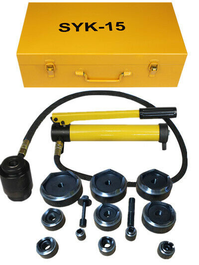 Comie 15ton Hydraulic Knockout Punch Kit Hand Pump 11 Dies Tool